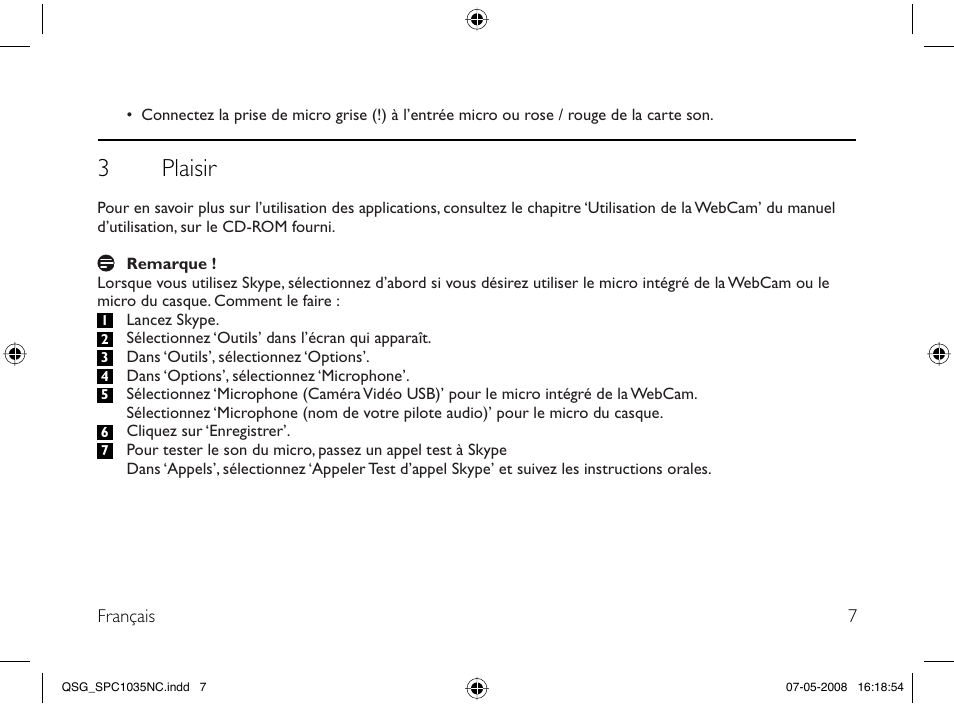 3 plaisir | Philips Webcam User Manual | Page 7 / 32