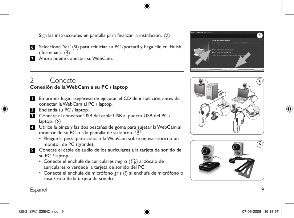 2 conecte | Philips Webcam User Manual | Page 9 / 32