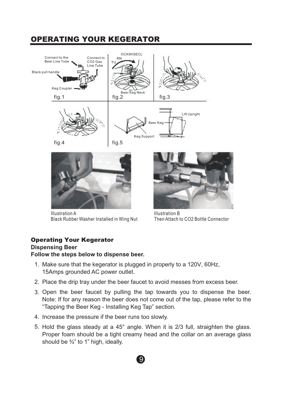 页 10, 9operating your kegerator | NewAir Kegerator AK-200 User Manual | Page 10 / 17