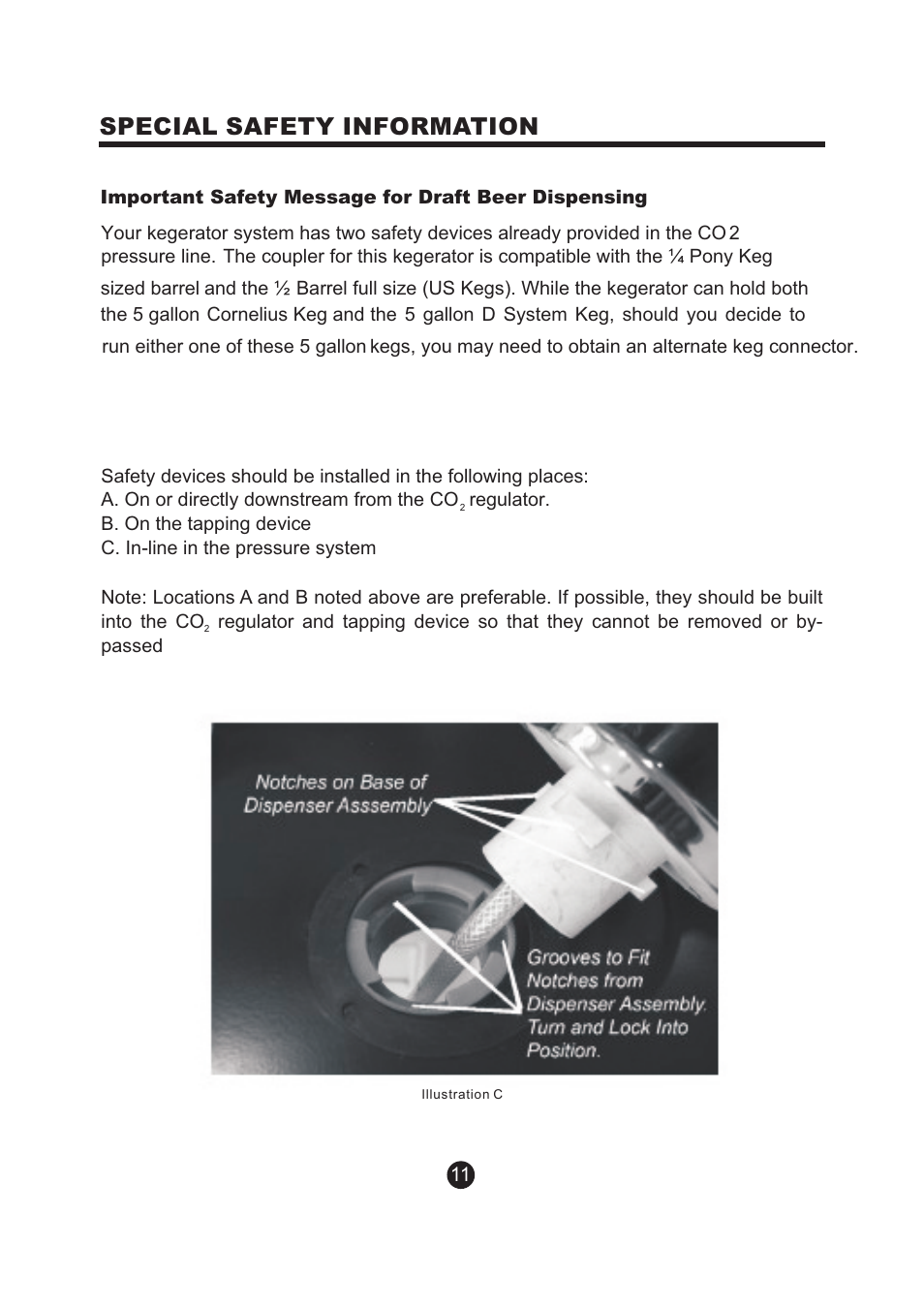 页 12, Special safety information | NewAir Kegerator AK-200 User Manual | Page 12 / 17