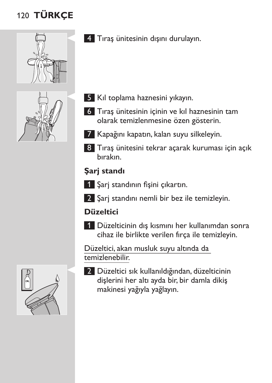 Şarj standı, Düzeltici | Philips NIVEA FOR MEN Rasierer User Manual | Page 118 / 124