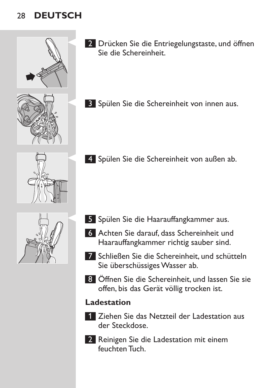 Ladestation, Deutsch | Philips NIVEA FOR MEN Rasierer User Manual | Page 26 / 124