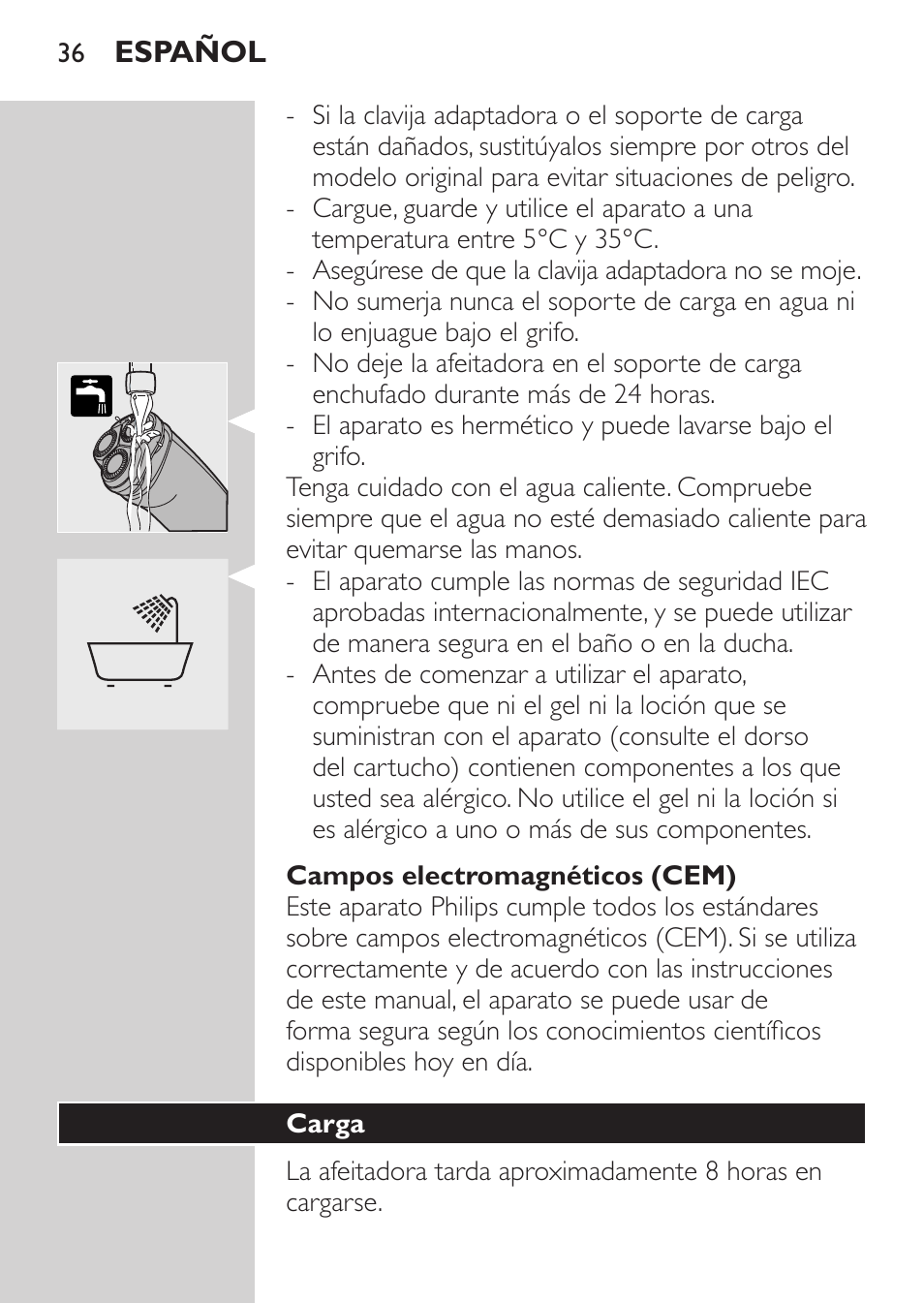 Campos electromagnéticos (cem) | Philips NIVEA FOR MEN Rasierer User Manual | Page 34 / 124