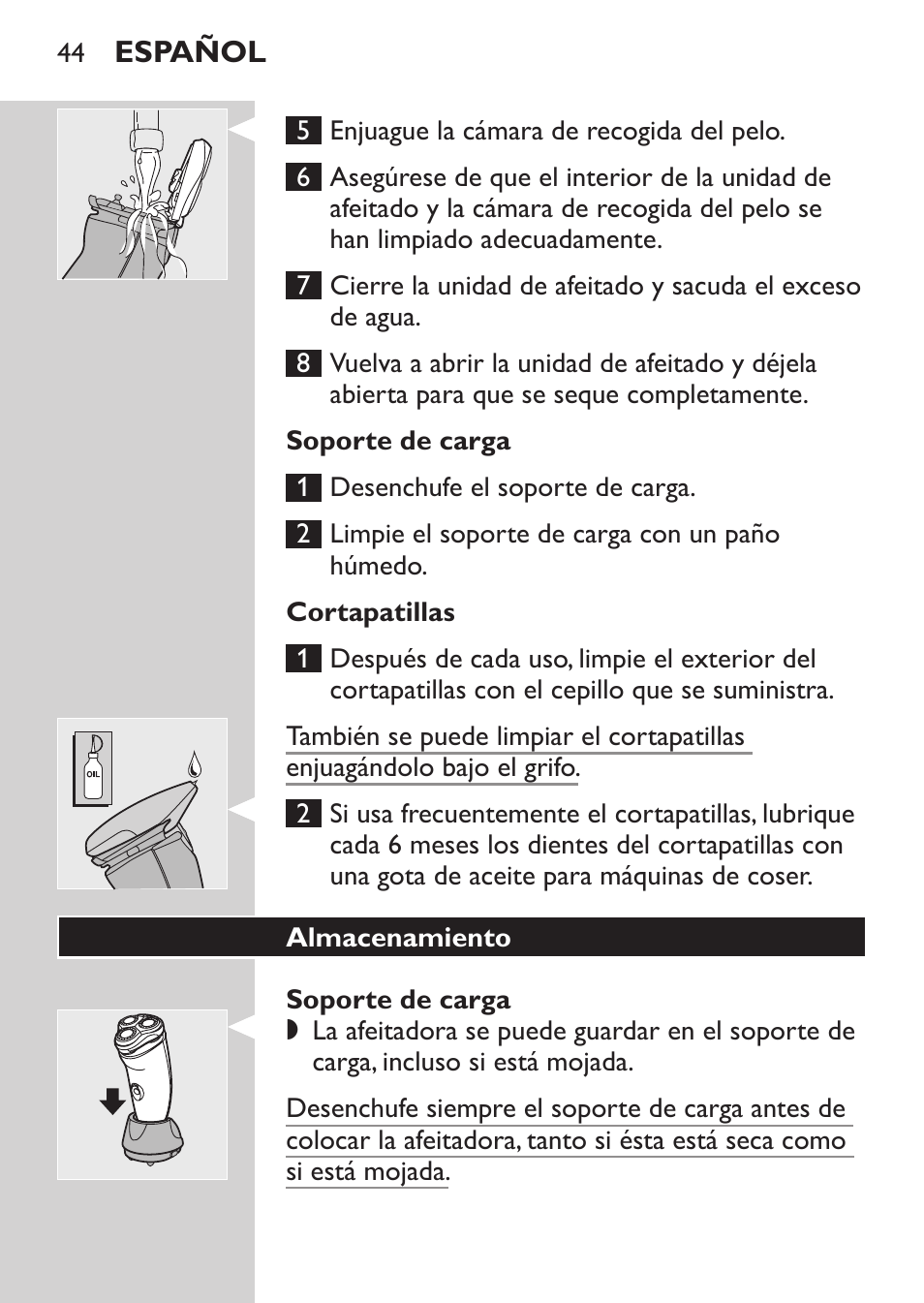Soporte de carga | Philips NIVEA FOR MEN Rasierer User Manual | Page 42 / 124