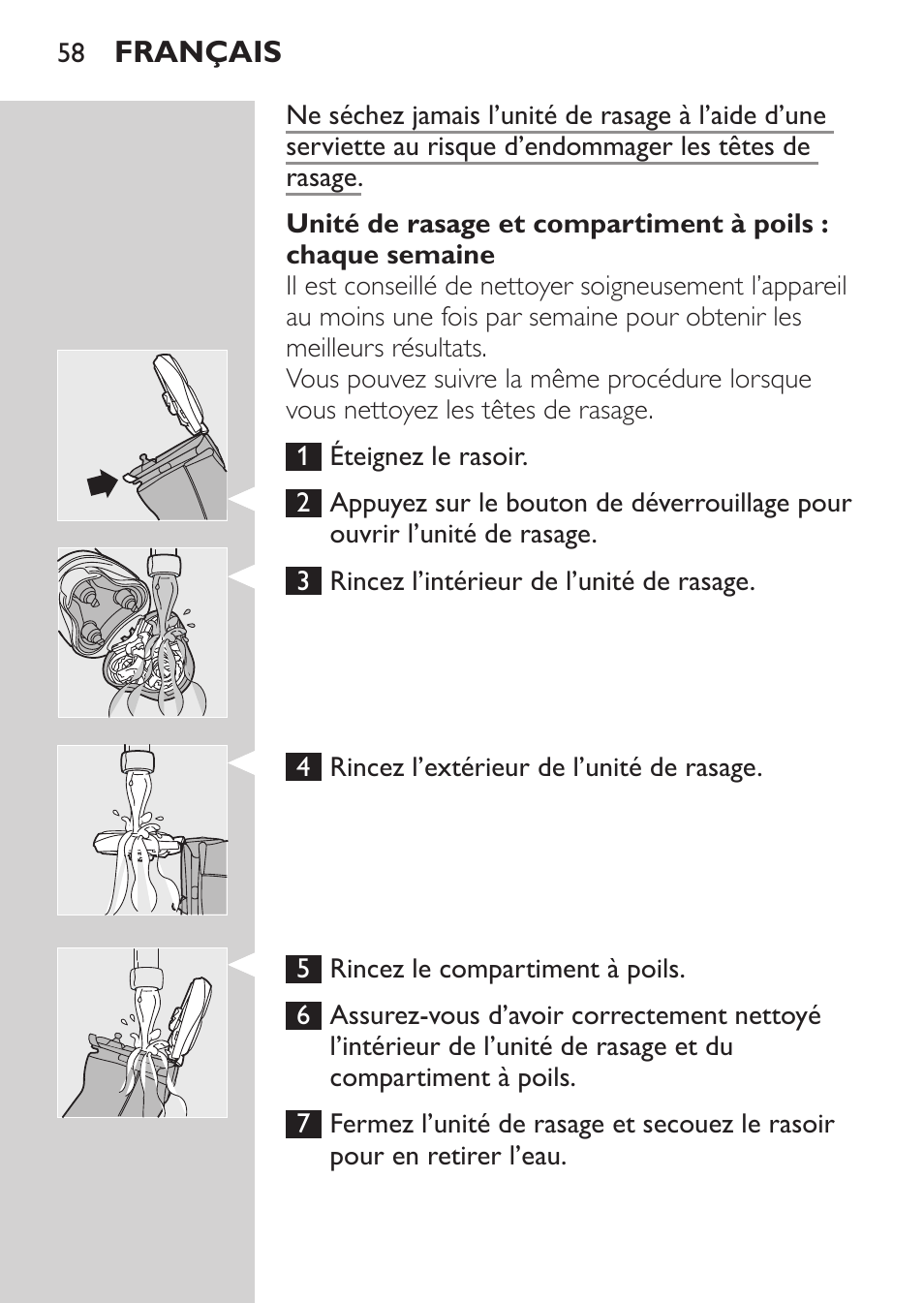 Français | Philips NIVEA FOR MEN Rasierer User Manual | Page 56 / 124