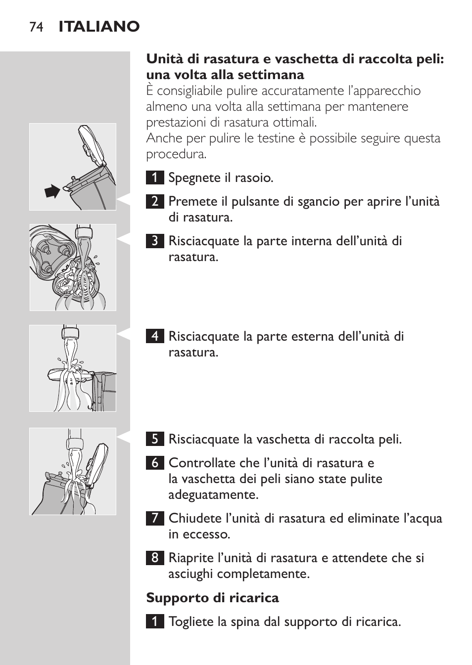 Supporto di ricarica | Philips NIVEA FOR MEN Rasierer User Manual | Page 72 / 124