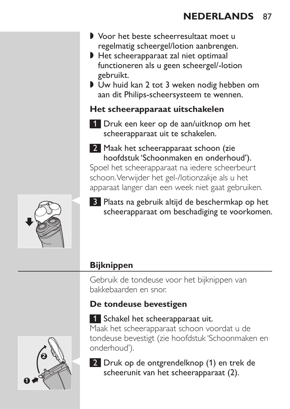 Het scheerapparaat uitschakelen | Philips NIVEA FOR MEN Rasierer User Manual | Page 85 / 124