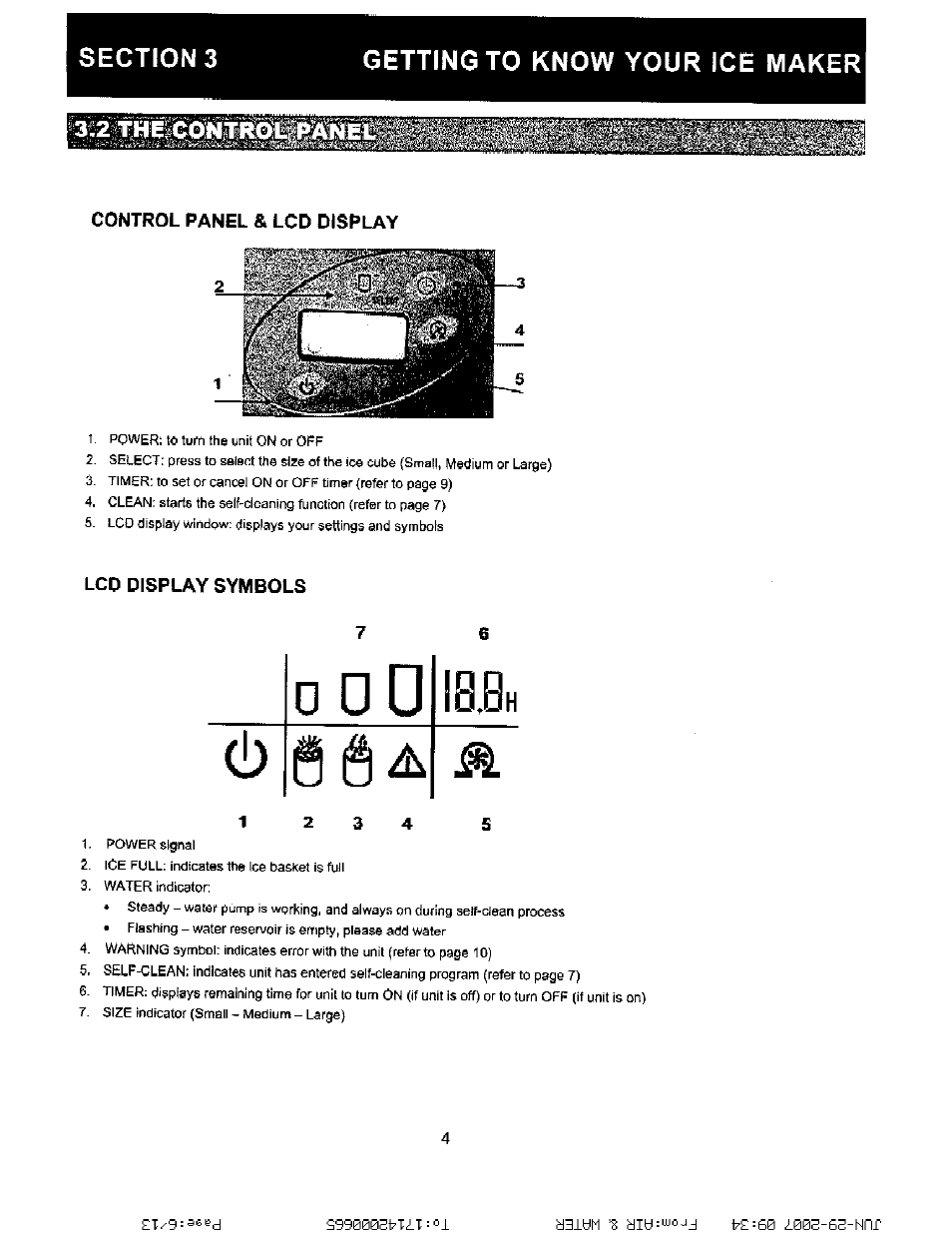 Control panel & lcd display, Lcd display symbols | NewAir AI-210 Series User Manual | Page 6 / 13