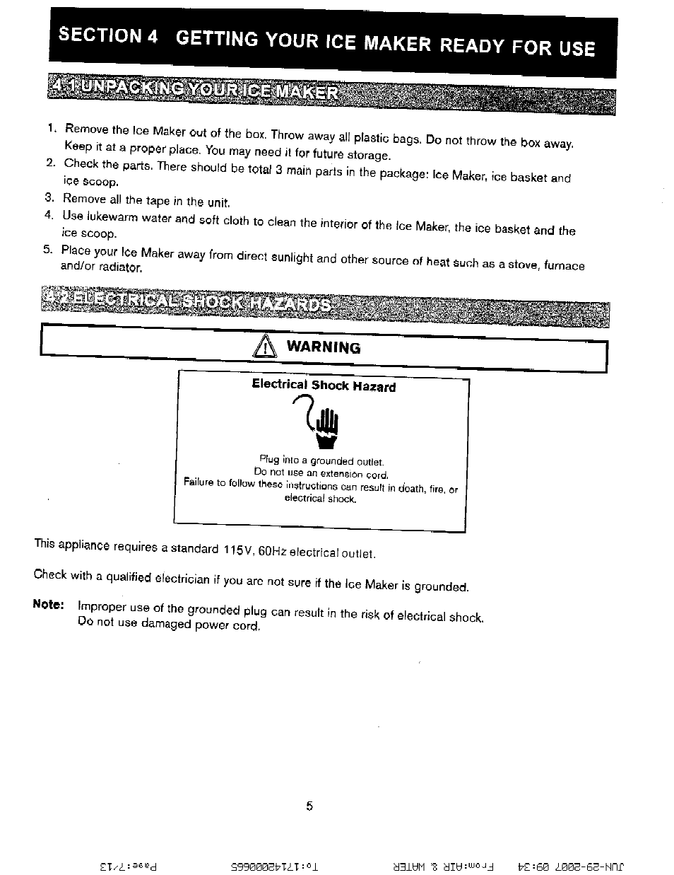 Warning, Electrical shock hazard | NewAir AI-210 Series User Manual | Page 7 / 13