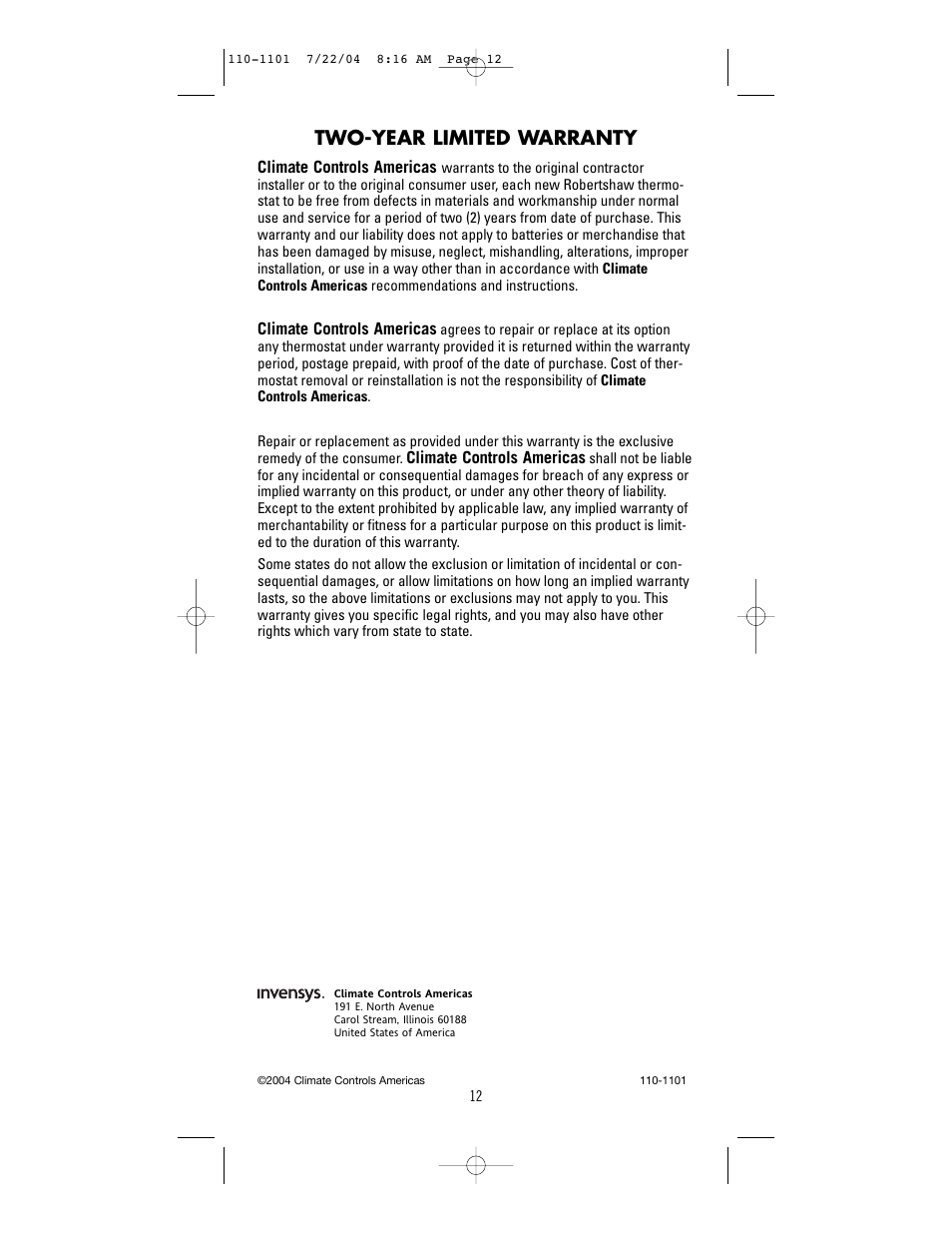 Two-year limited warranty | NewAir 8625 User Manual | Page 12 / 12