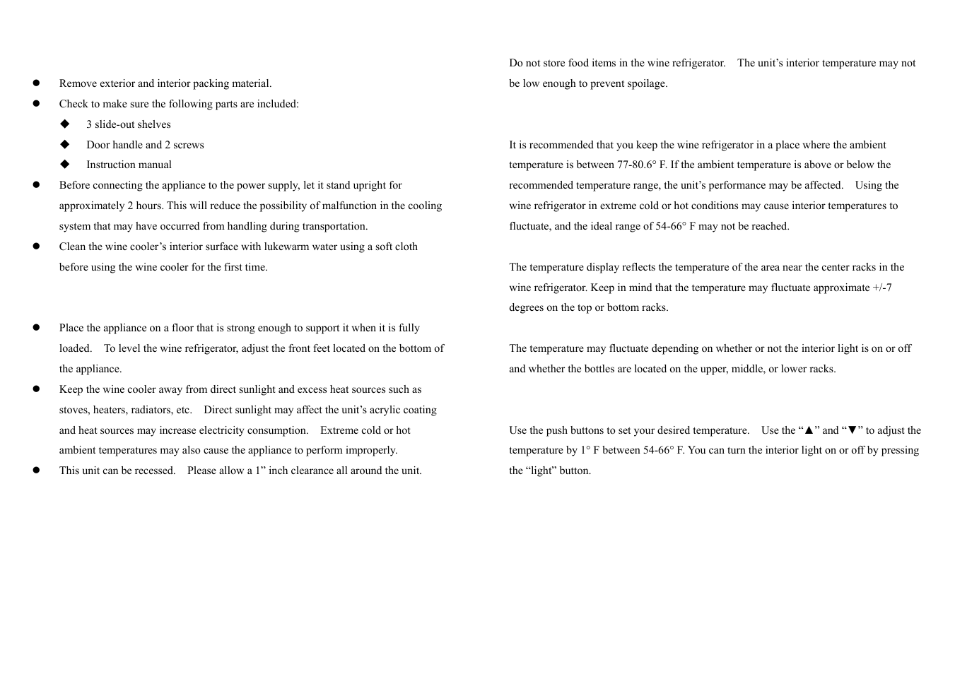 Installation instructions, Important safeguards, Operating your wine refrigerator | NewAir AW-121E User Manual | Page 4 / 4
