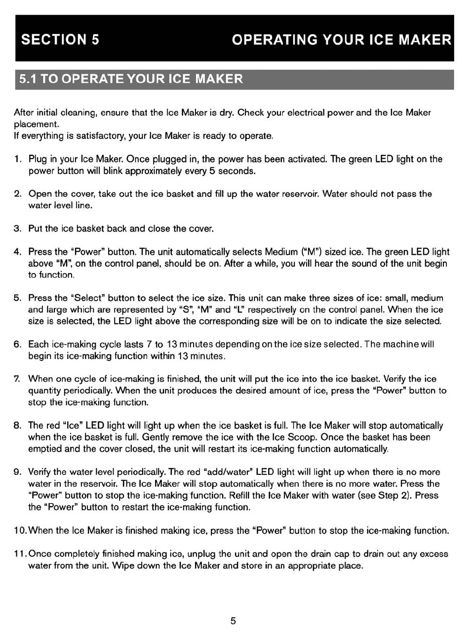 1 to operate your ice maker, To operate your ice maker | NewAir AI-200 User Manual | Page 7 / 11