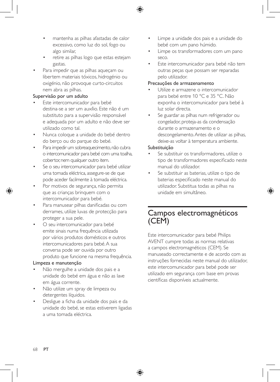 Campos electromagnéticos (cem) | Philips AVENT Analoges Babyphone User Manual | Page 66 / 86