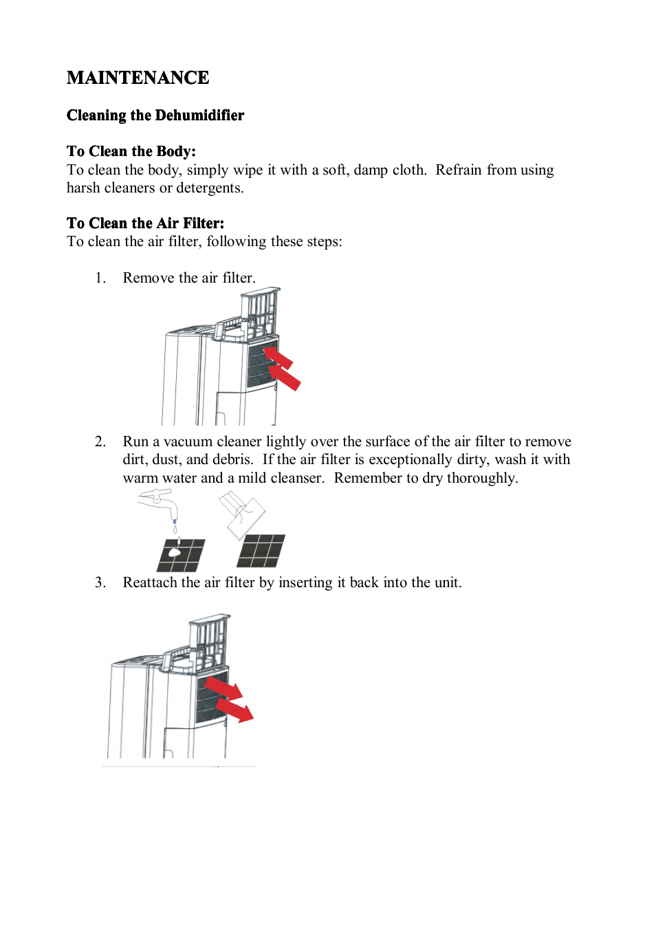 Maintenance | NewAir AD-400 User Manual | Page 9 / 12