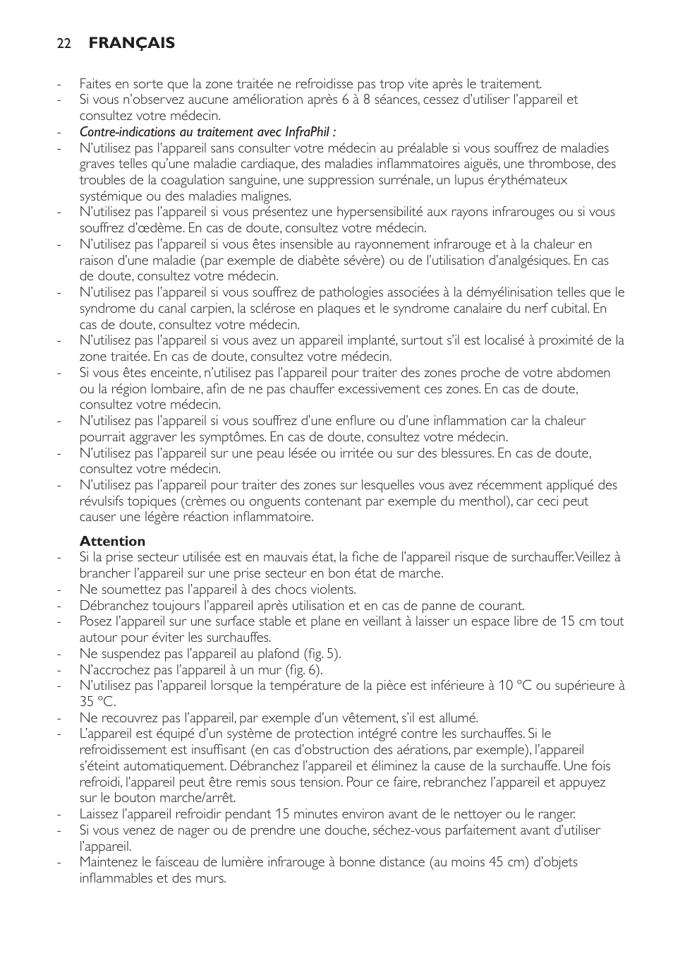 Attention | Philips InfraPhil Infrarotlampe User Manual | Page 22 / 60