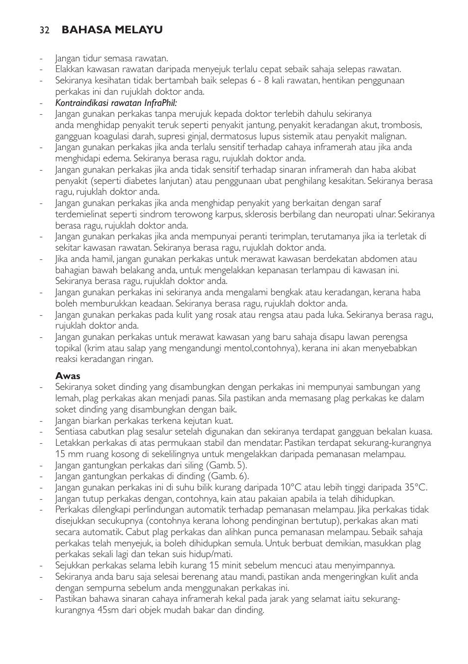 Awas | Philips InfraPhil Infrarotlampe User Manual | Page 32 / 60