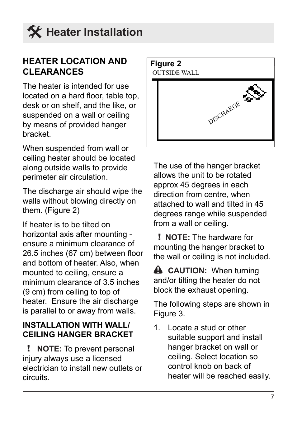 Heater installation | NewAir G70 User Manual | Page 7 / 10