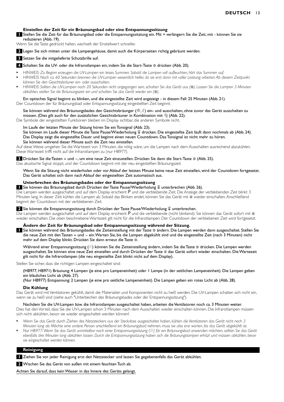Philips Zusammenklappbarer Ganzkörperbräuner User Manual | Page 13 / 72