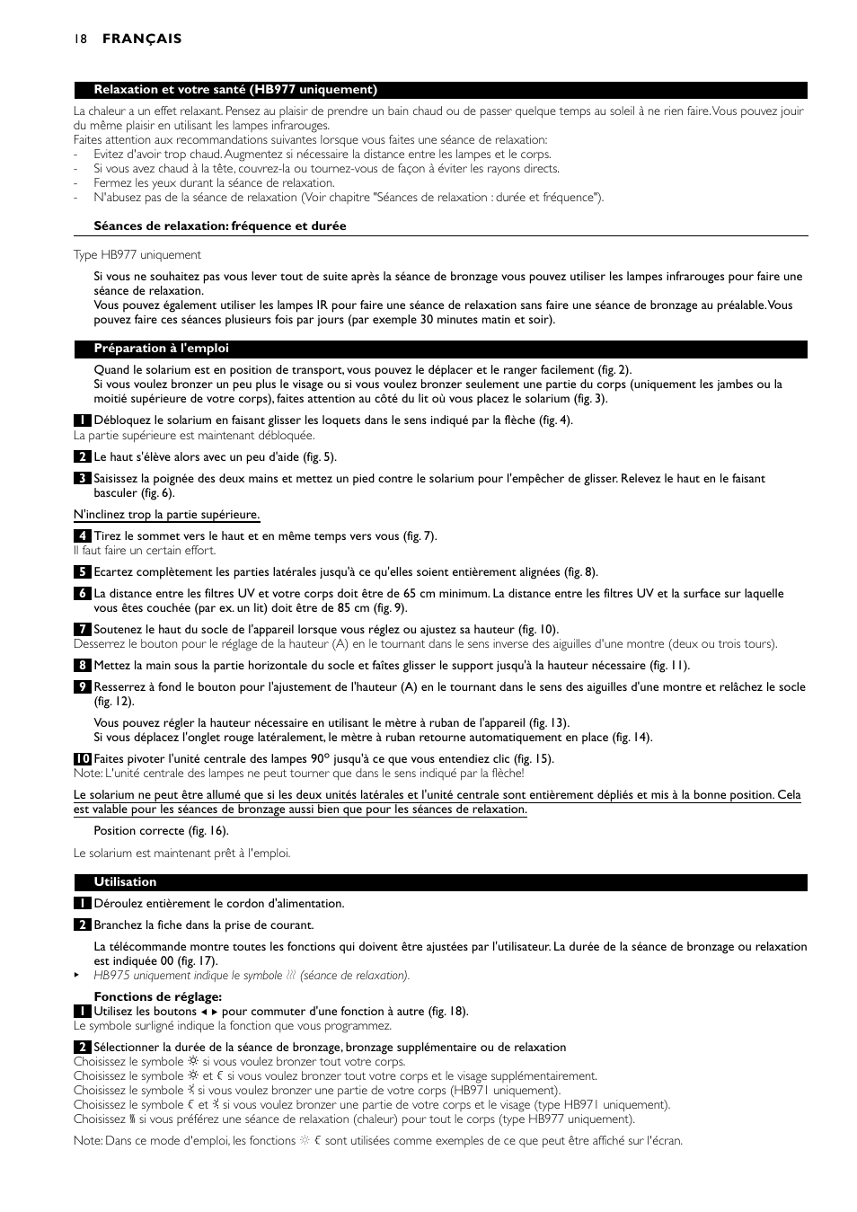 Philips Zusammenklappbarer Ganzkörperbräuner User Manual | Page 18 / 72