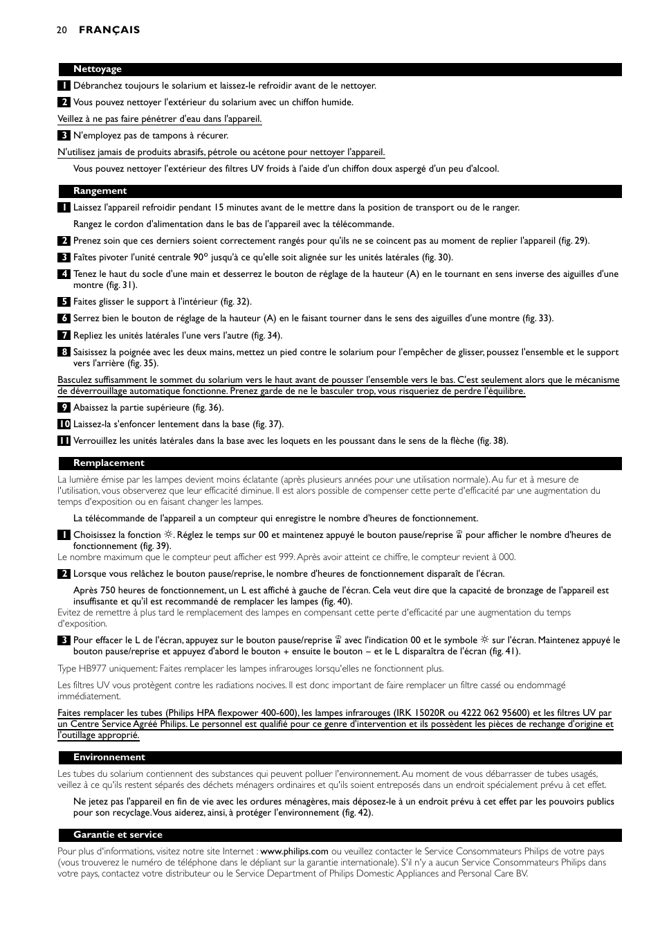 Philips Zusammenklappbarer Ganzkörperbräuner User Manual | Page 20 / 72