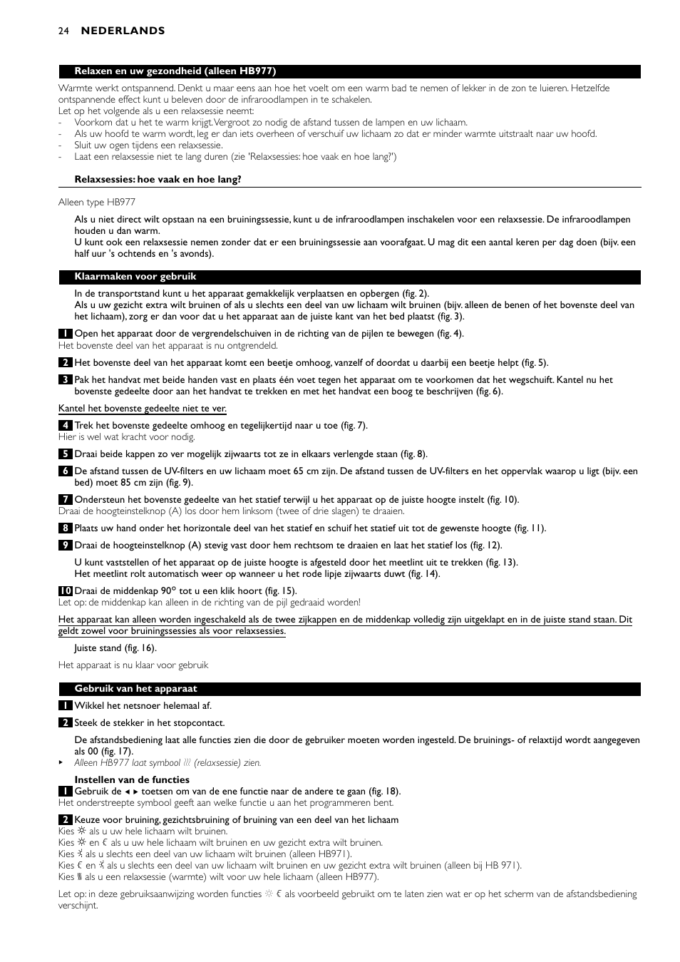 Philips Zusammenklappbarer Ganzkörperbräuner User Manual | Page 24 / 72