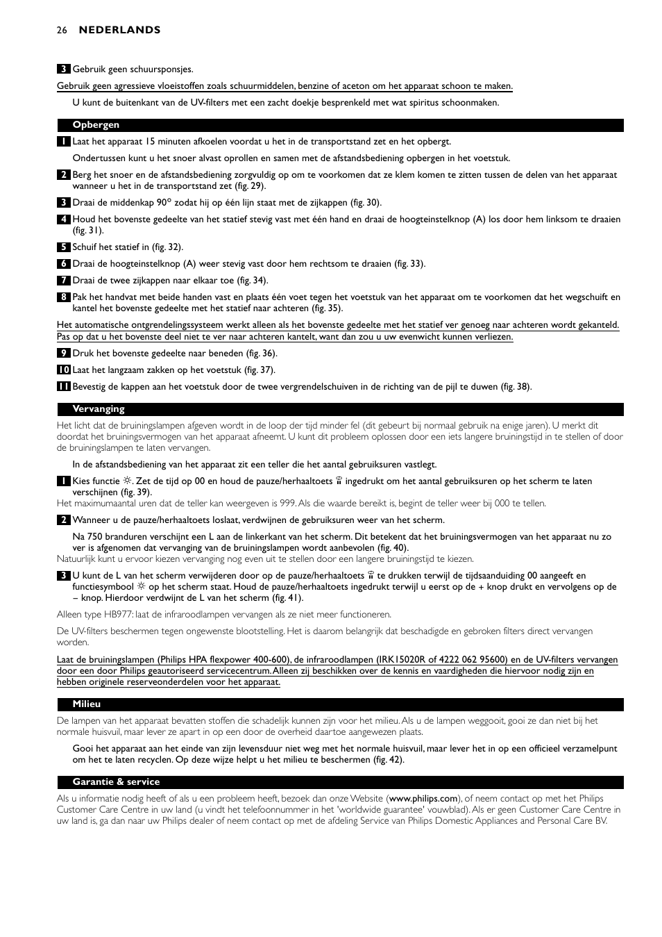 Philips Zusammenklappbarer Ganzkörperbräuner User Manual | Page 26 / 72