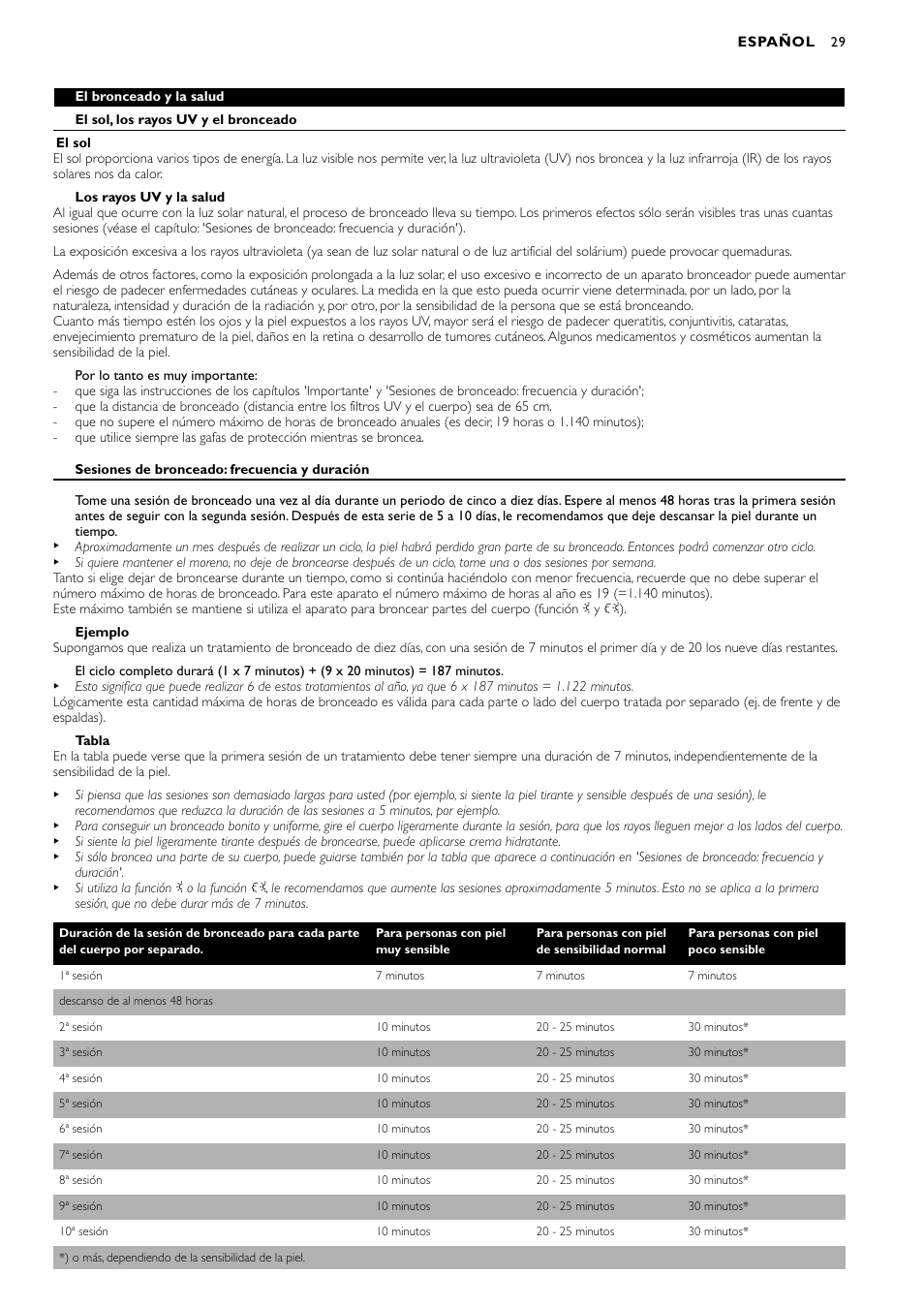 Philips Zusammenklappbarer Ganzkörperbräuner User Manual | Page 29 / 72