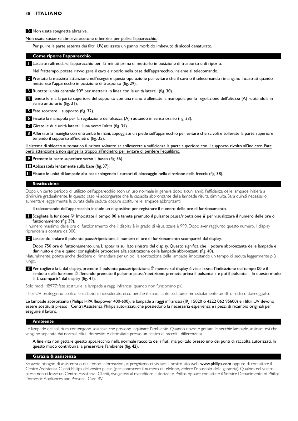 Philips Zusammenklappbarer Ganzkörperbräuner User Manual | Page 38 / 72