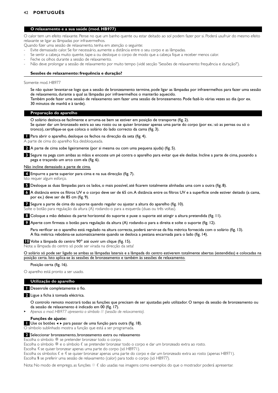 Philips Zusammenklappbarer Ganzkörperbräuner User Manual | Page 42 / 72
