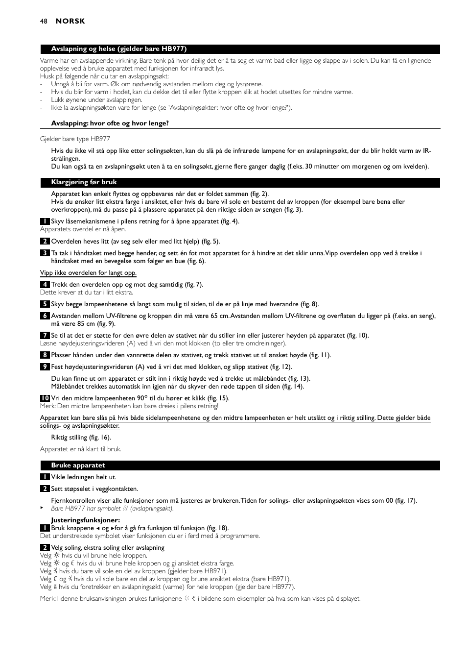 Philips Zusammenklappbarer Ganzkörperbräuner User Manual | Page 48 / 72