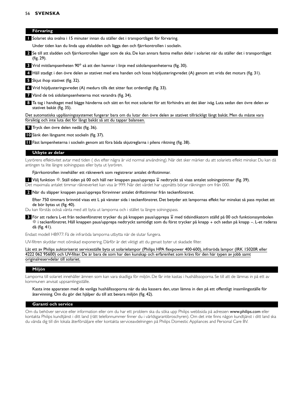 Philips Zusammenklappbarer Ganzkörperbräuner User Manual | Page 56 / 72