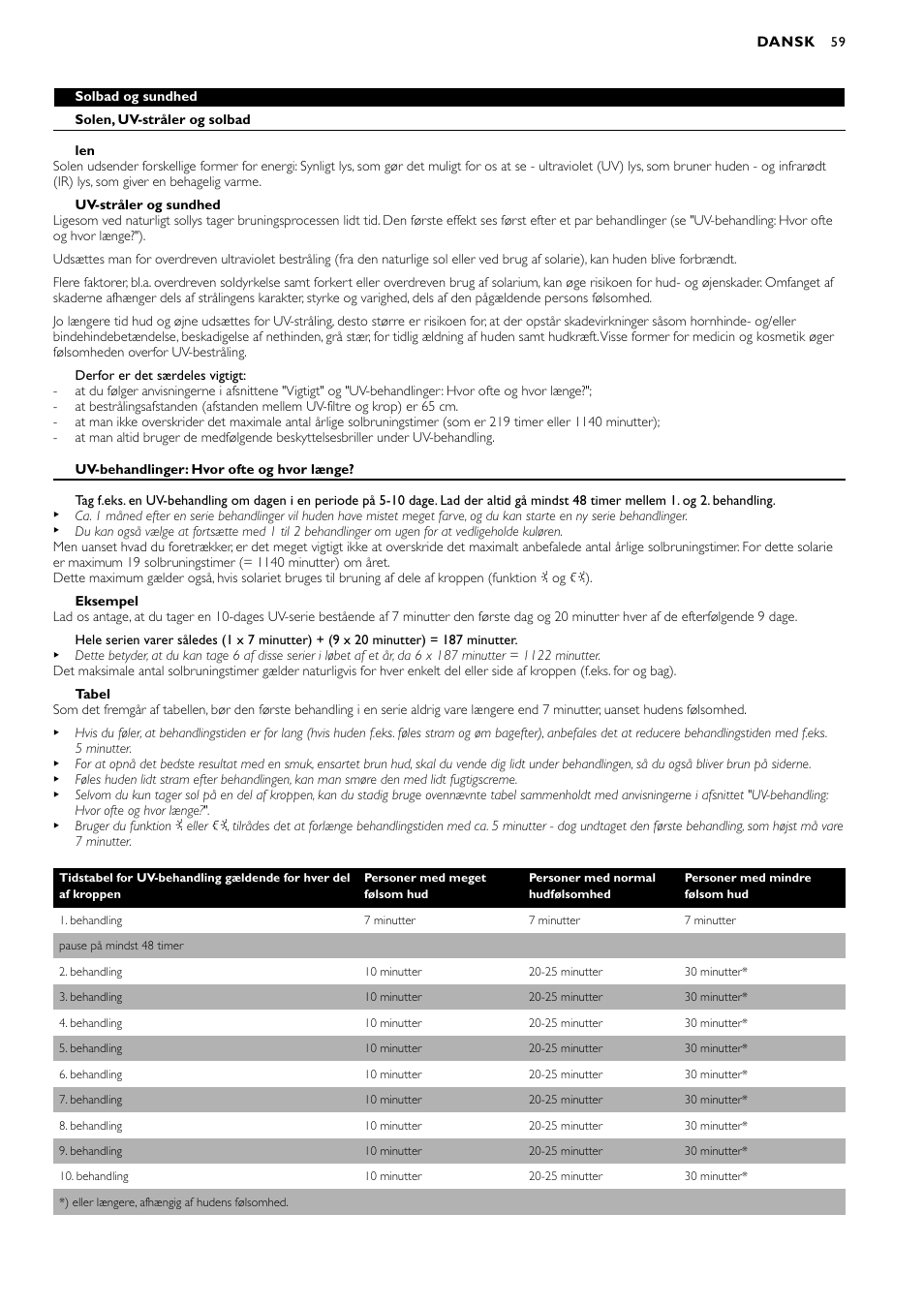 Philips Zusammenklappbarer Ganzkörperbräuner User Manual | Page 59 / 72
