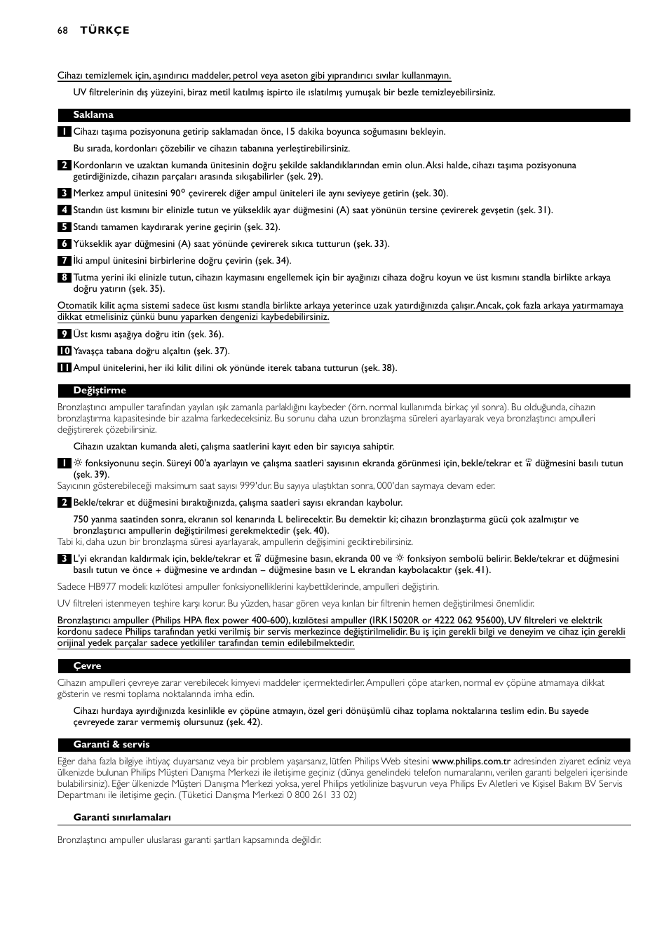 Philips Zusammenklappbarer Ganzkörperbräuner User Manual | Page 68 / 72