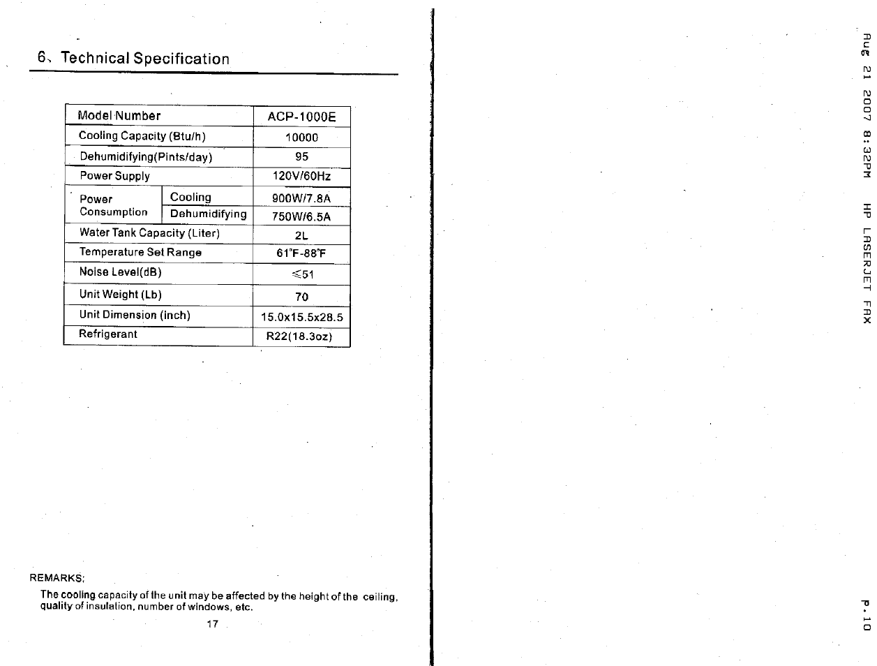 Technical specification | NewAir ACP-1000E User Manual | Page 10 / 10