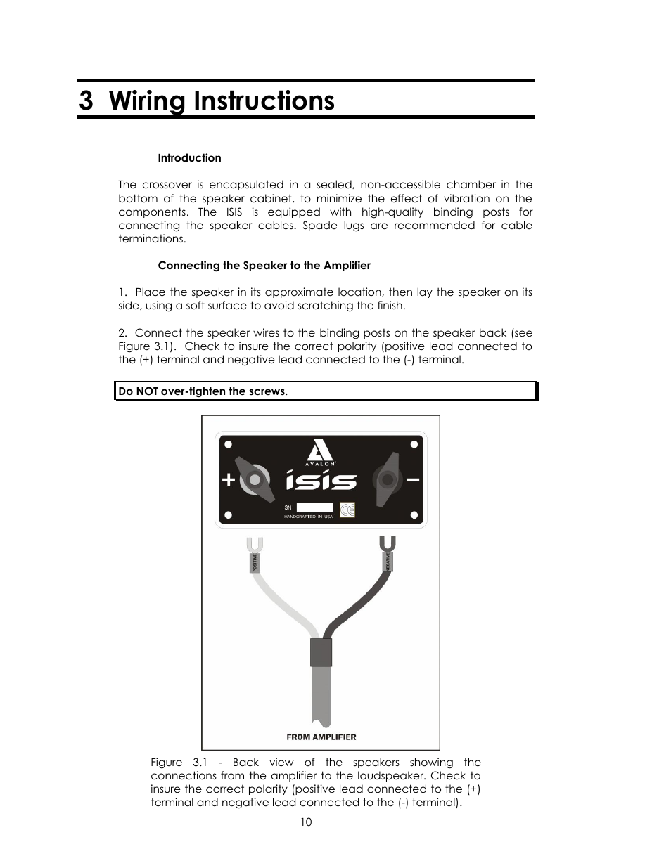 3 wiring instructions | Avalon Acoustics Isis User Manual | Page 10 / 44
