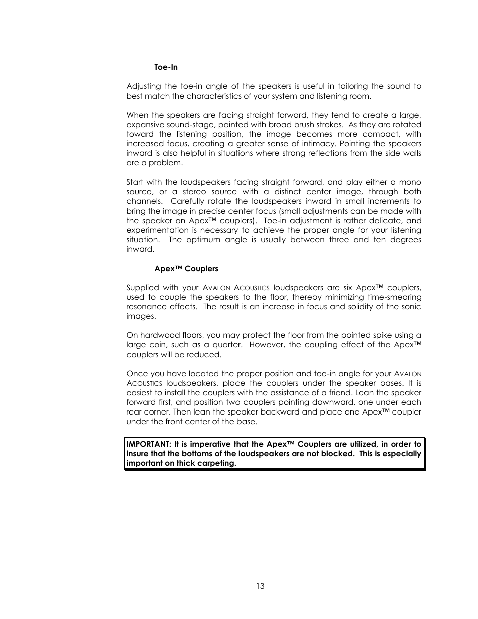 Avalon Acoustics Isis User Manual | Page 13 / 44