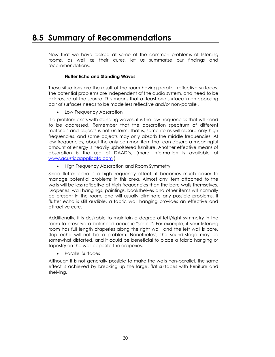 5 summary of recommendations | Avalon Acoustics Isis User Manual | Page 30 / 44