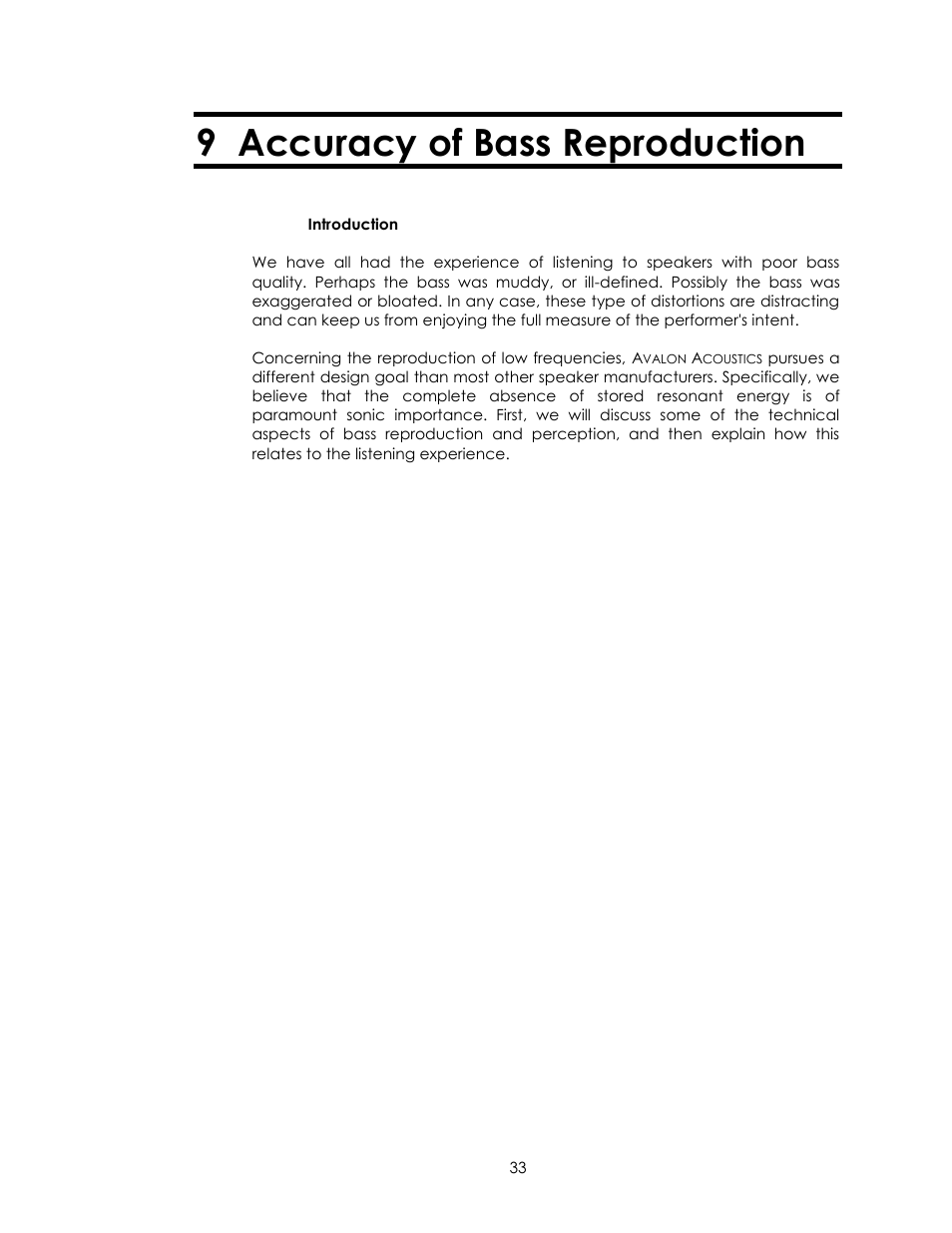 9 accuracy of bass reproduction | Avalon Acoustics Isis User Manual | Page 33 / 44