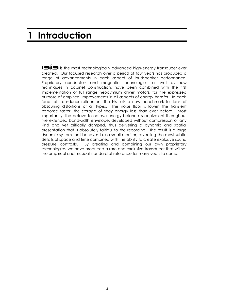 1 introduction | Avalon Acoustics Isis User Manual | Page 4 / 44