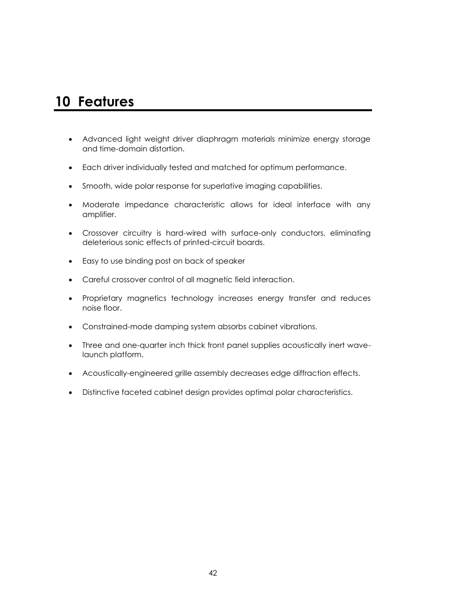 10 features | Avalon Acoustics Isis User Manual | Page 42 / 44