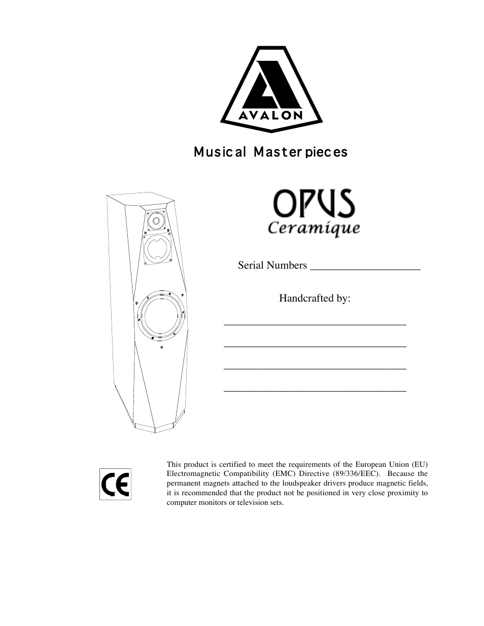 Avalon Acoustics OPUS Ceramique Loudspeaker User Manual | 45 pages