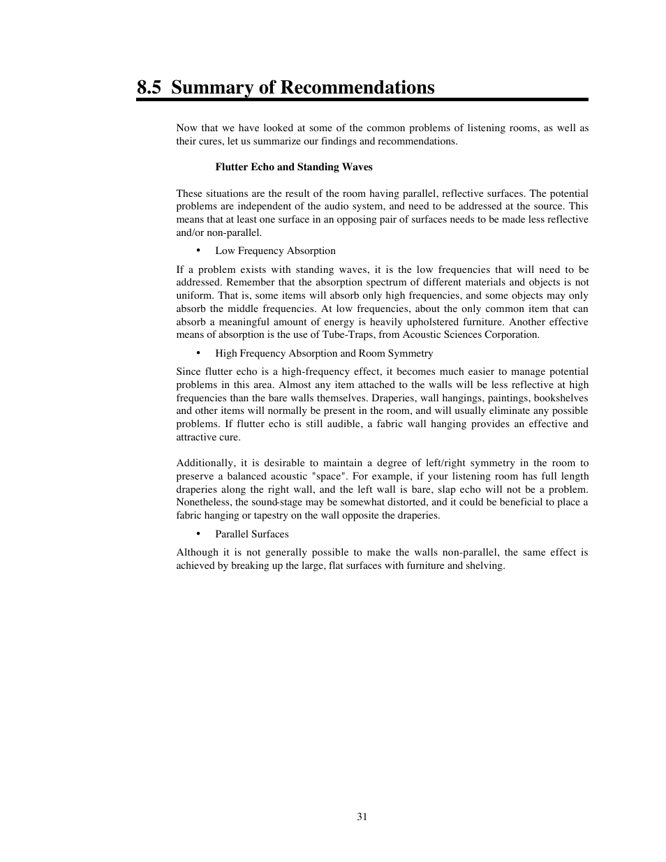 5 summary of recommendations | Avalon Acoustics OPUS Ceramique Loudspeaker User Manual | Page 31 / 45