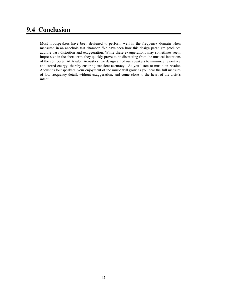 4 conclusion | Avalon Acoustics OPUS Ceramique Loudspeaker User Manual | Page 42 / 45