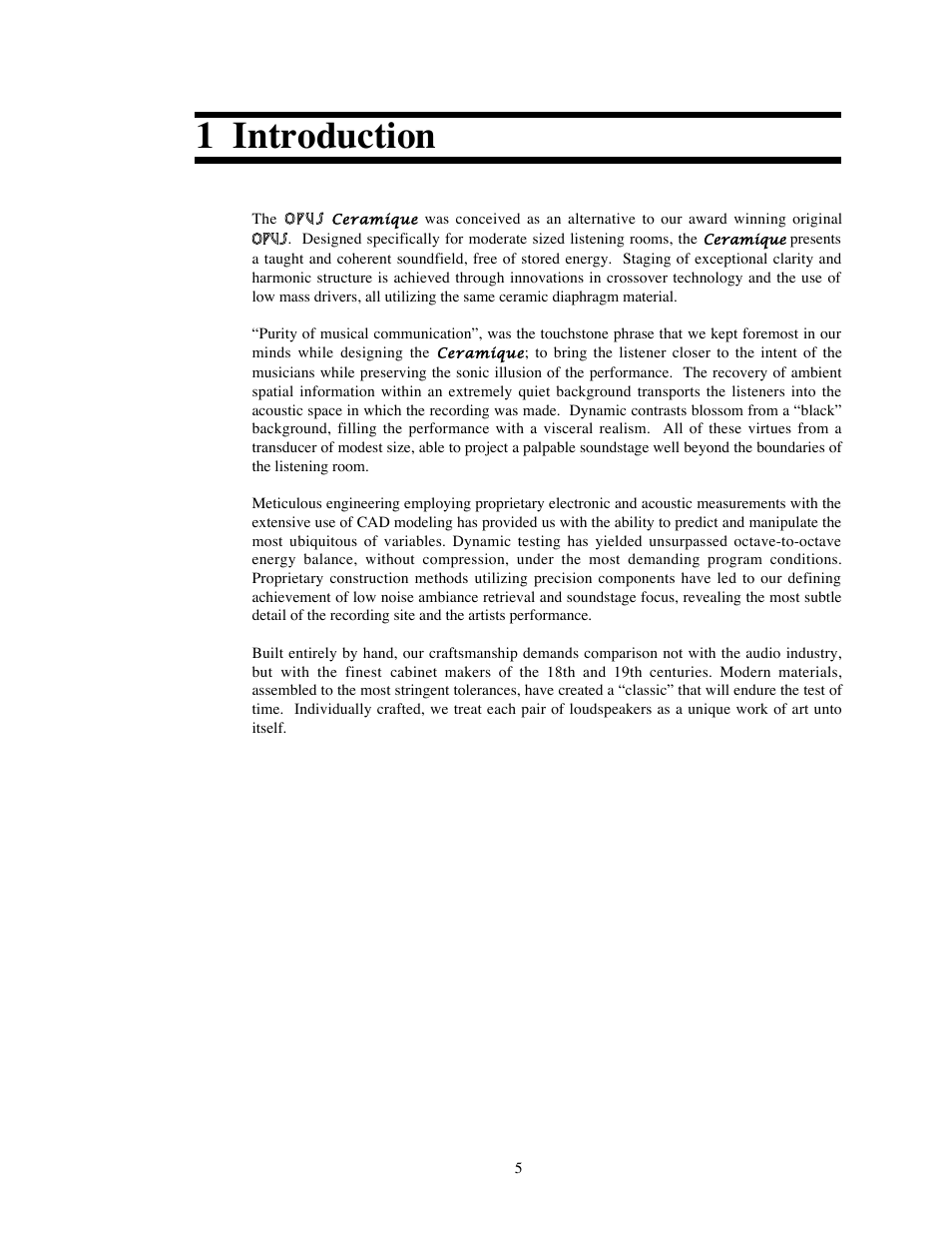 1 introduction | Avalon Acoustics OPUS Ceramique Loudspeaker User Manual | Page 5 / 45