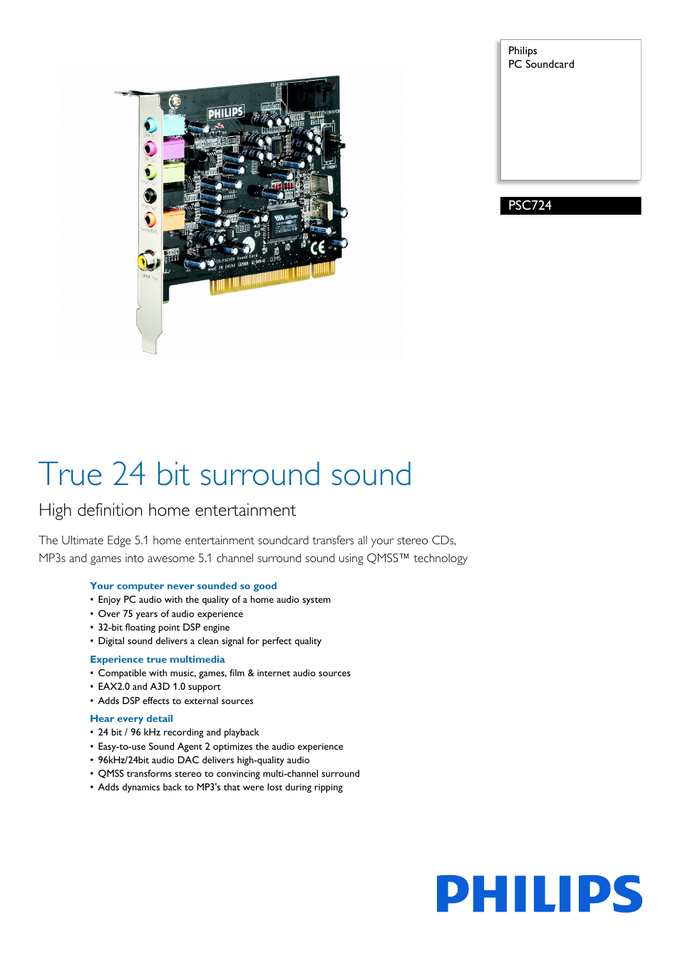 Philips PC-Soundkarte User Manual | 2 pages