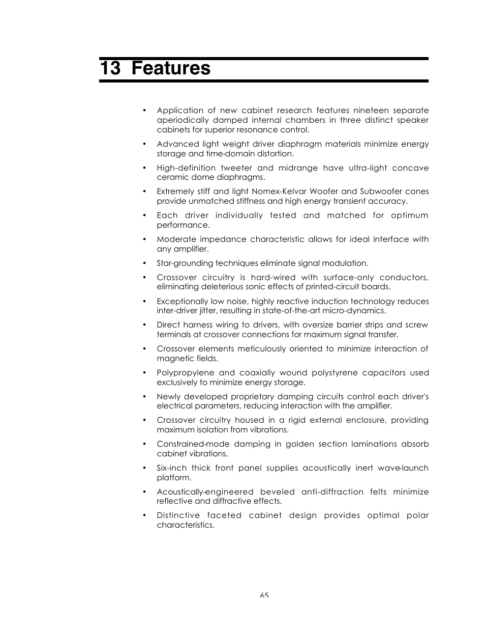 13 features | Avalon Acoustics Sentinel User Manual | Page 65 / 67