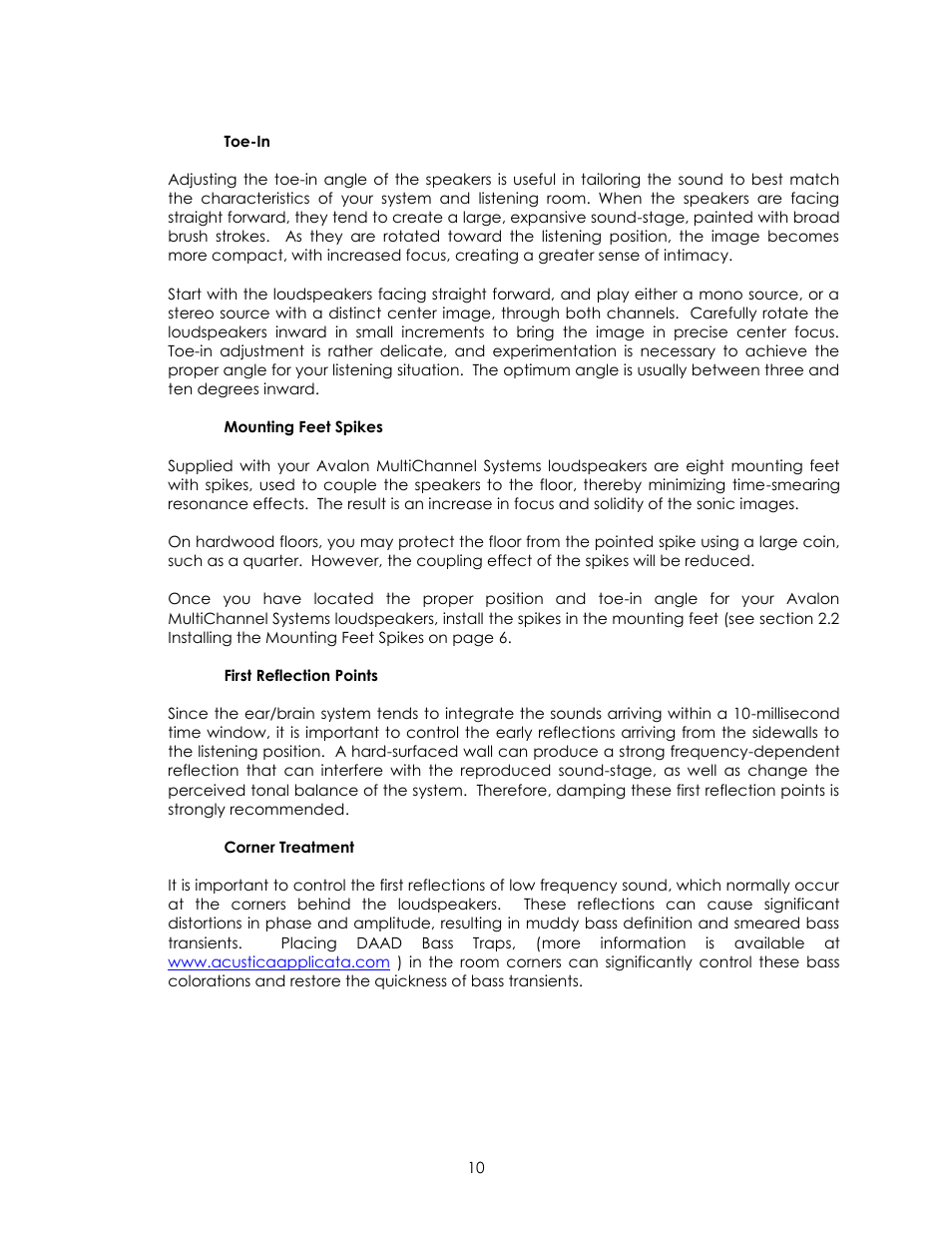 Avalon Acoustics Symbol User Manual | Page 10 / 16