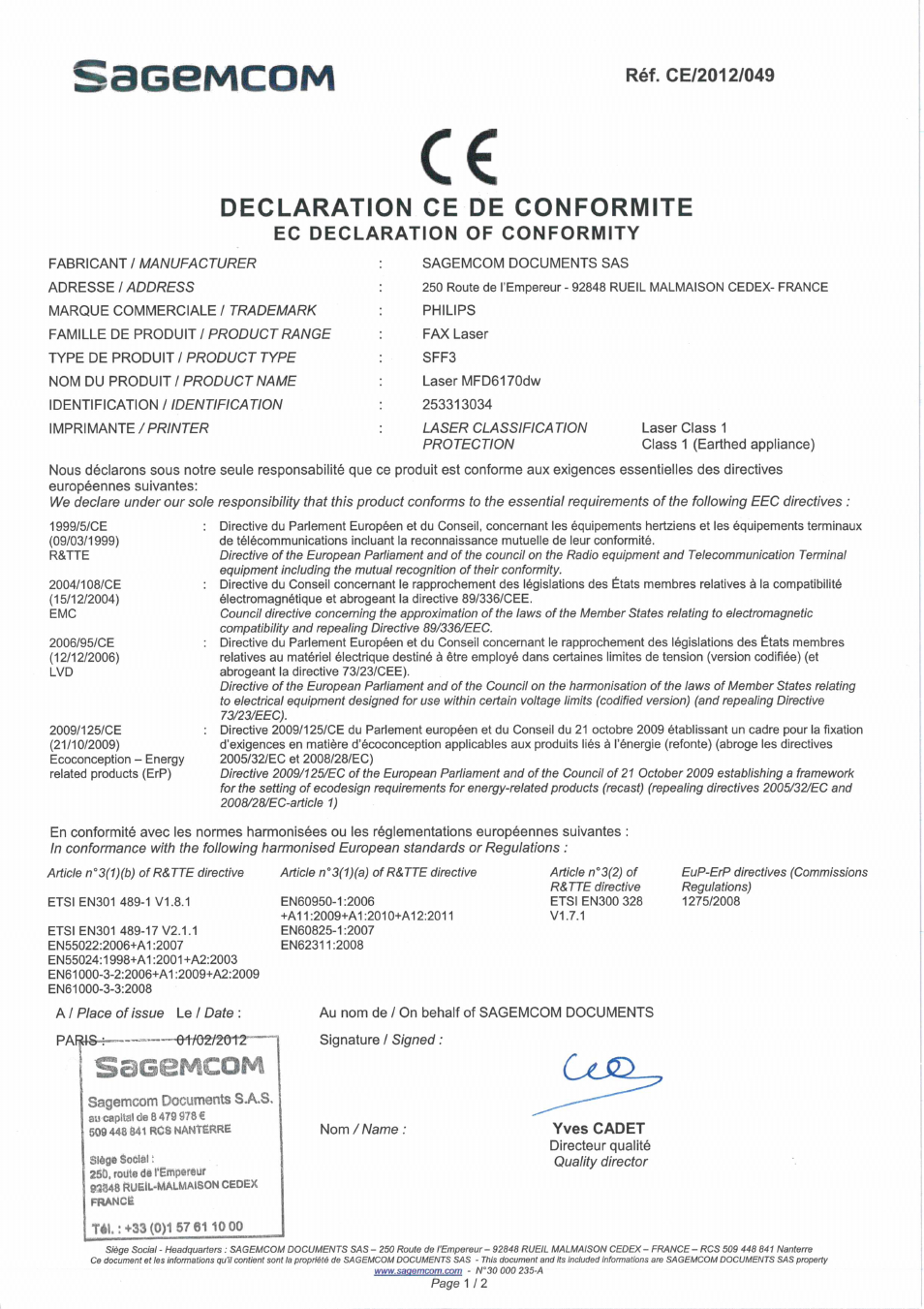 Philips Laserfax mit Drucker Scanner und WLAN User Manual | 2 pages