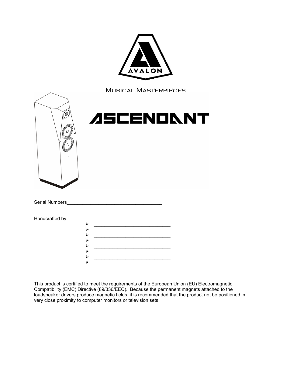 Avalon Acoustics AVALON ASCENDANT User Manual | 37 pages