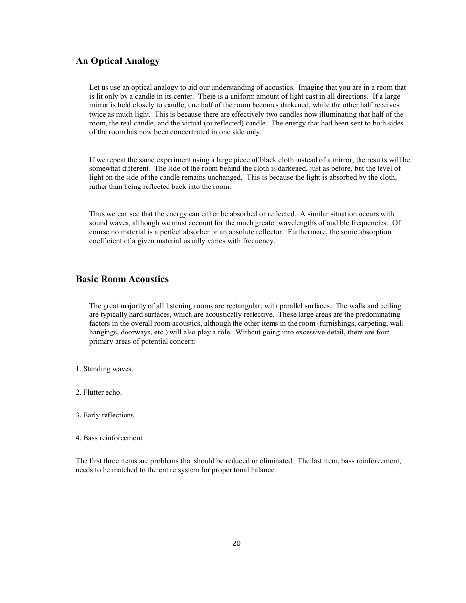 An optical analogy, Basic room acoustics | Avalon Acoustics AVALON ASCENDANT User Manual | Page 20 / 37